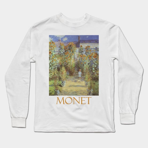 The Artist's Garden at Vetheuil by Claude Monet Long Sleeve T-Shirt by Naves